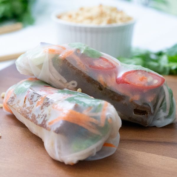 High Protein Rice Paper Rolls with Satay Sauce recipe from Bulk Nutrients