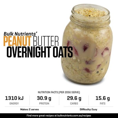 Peanut Butter Overnight Oats recipe from Bulk Nutrients 