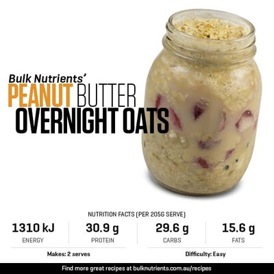 Peanut Butter Overnight Oats recipe from Bulk Nutrients