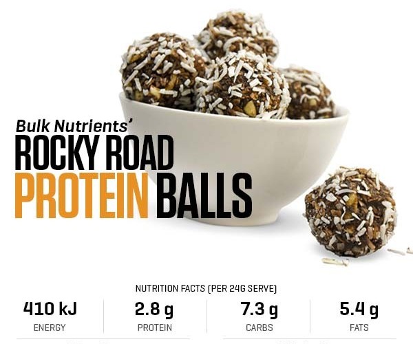 Rocky Road Protein Balls recipe from Bulk Nutrients