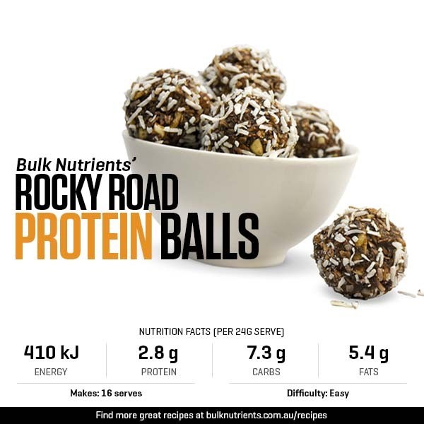 Rocky Road Protein Balls recipe from Bulk Nutrients