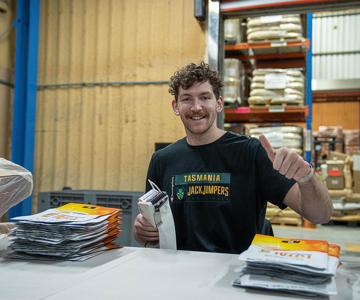 Will Magnay Putting Labels on to Bulk Bags