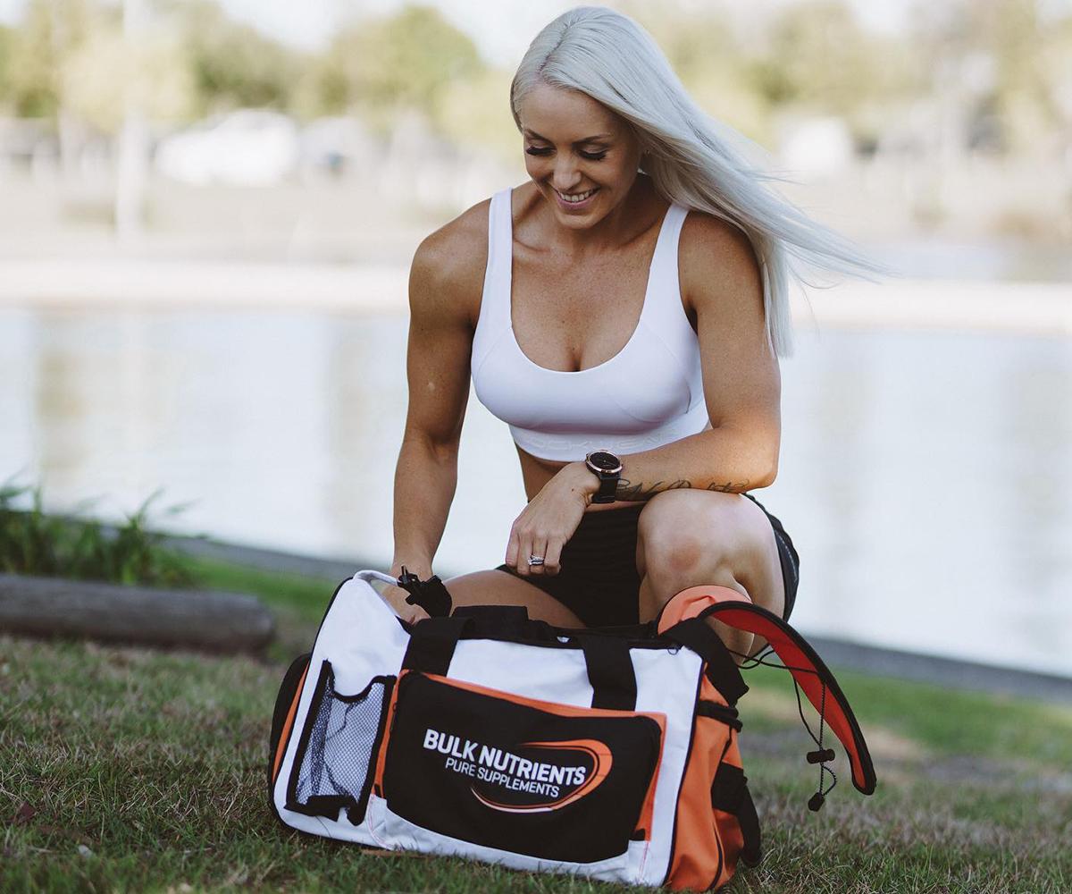 Bulk Nutrients Ambassador Tarran Lee with a Bulk Gym bag