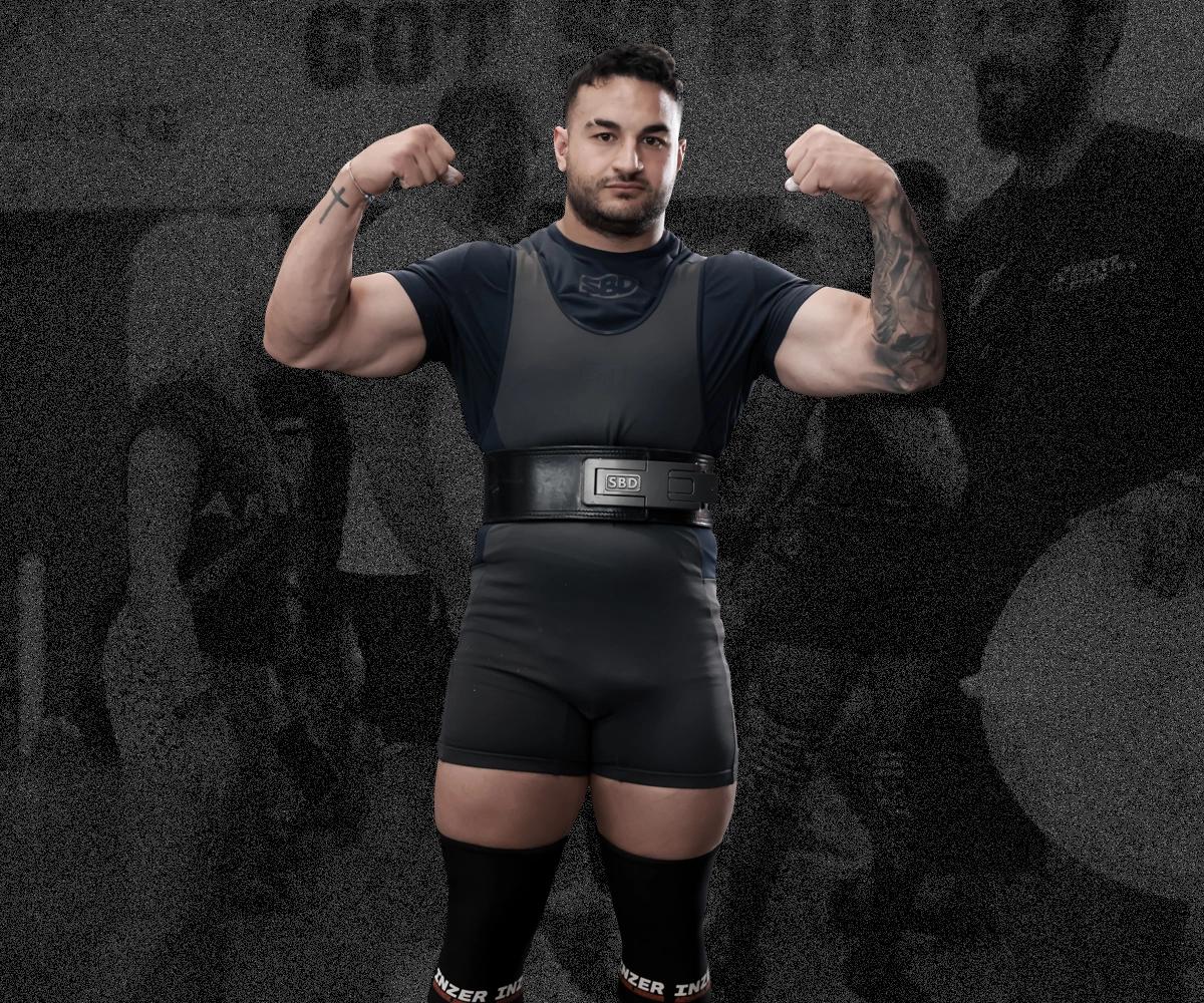 BN Ambassador Jason Stoupas with weightlifting belt