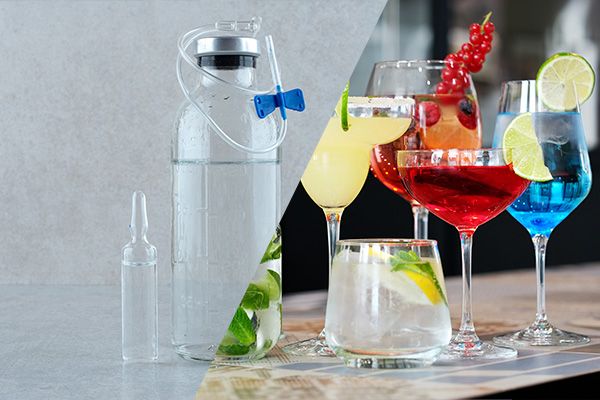 Pure ethanol and of a few different alcoholic drinks