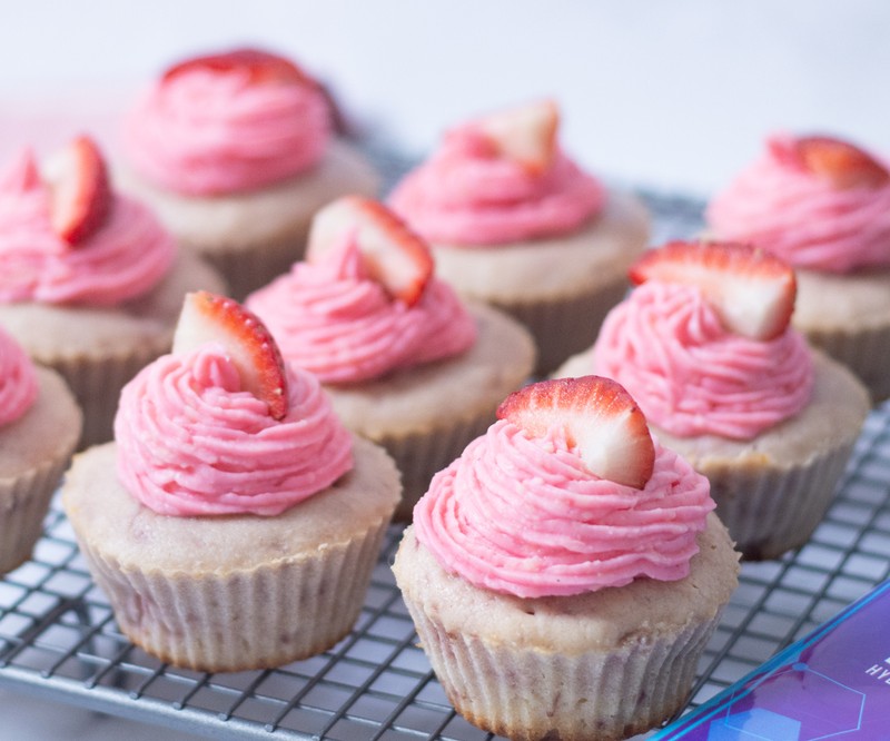High protein Strawberry Yoghurt Cupcakes recipe from Bulk Nutrients