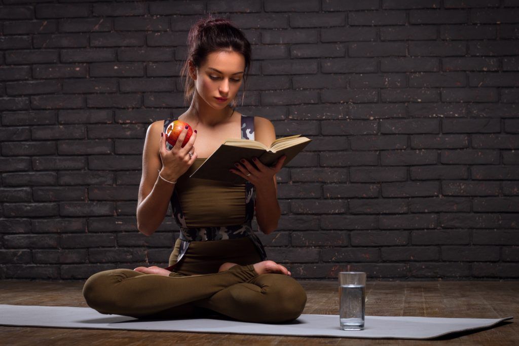 Yoga-book-glass-water