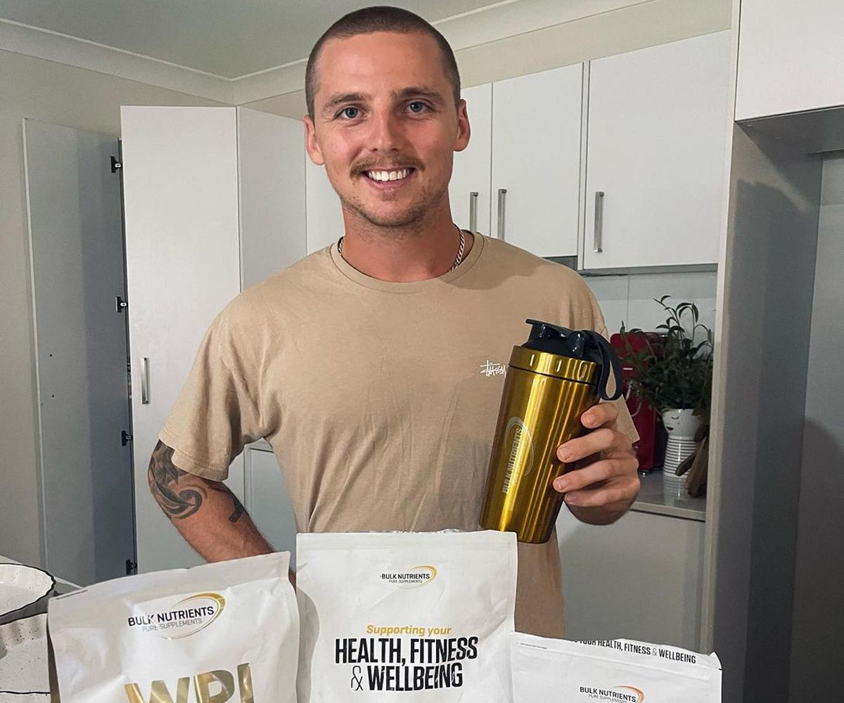 Bulk Nutrients Ambassador Rhys Budd with Bulk Nutrients Products