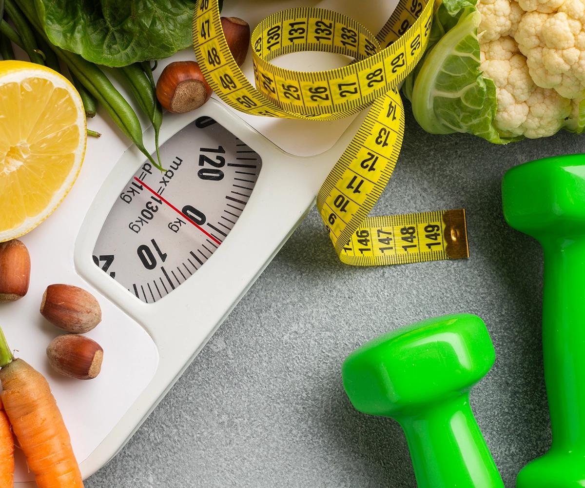 Scales and tape measure plus weights