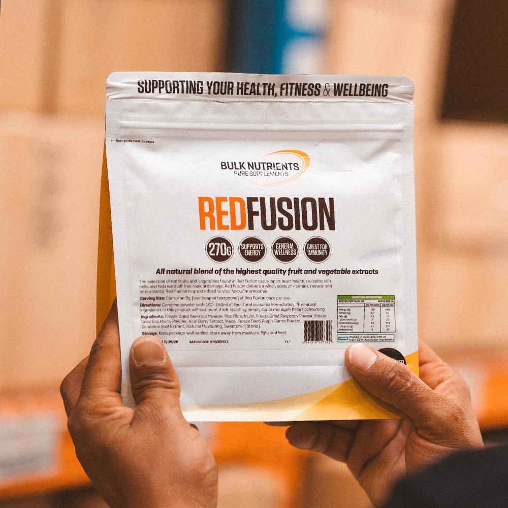 Bulk Nutrients' Red Fusion a 100% natural blend of the highest quality fruit and vegetable extracts