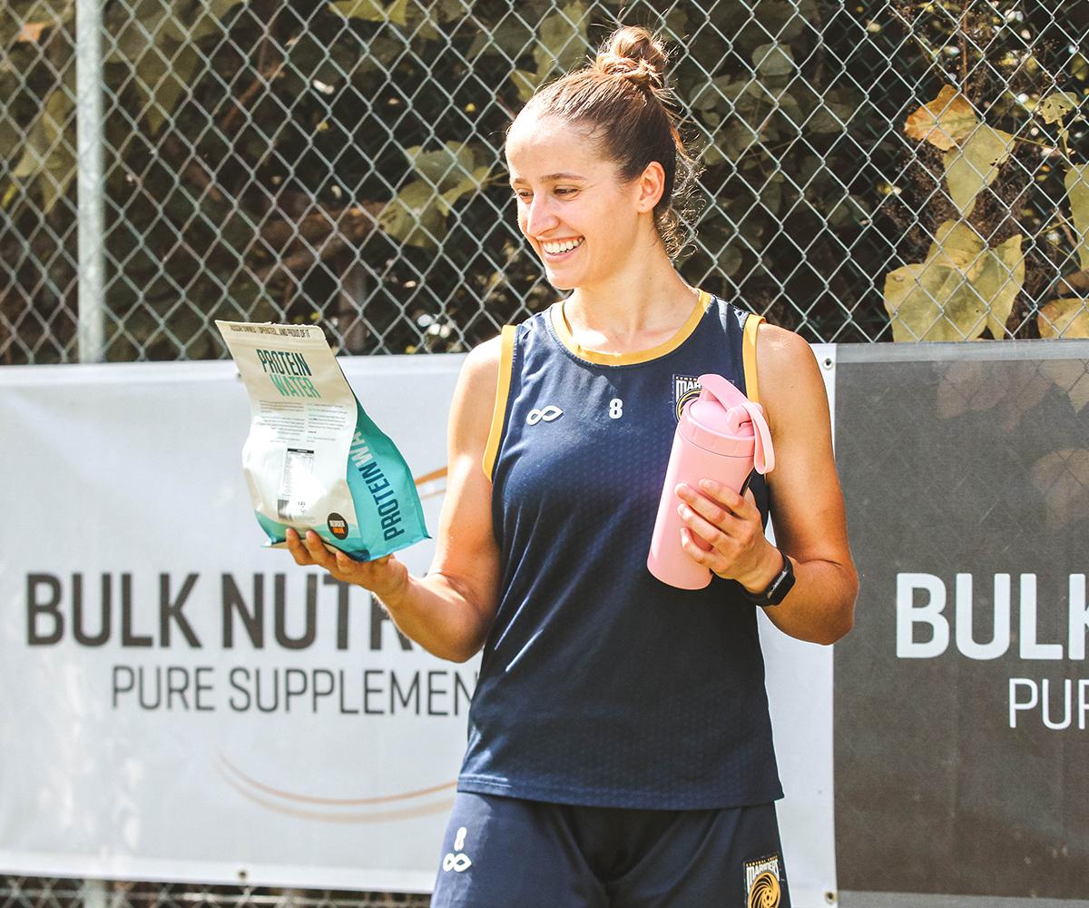 Bulk Nutrients Central Coast Mariners player looking at Protein Water
