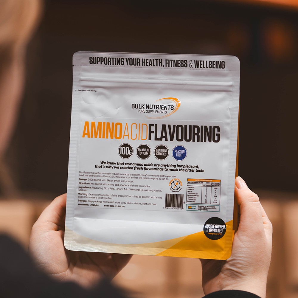 Bulk Nutrients' Amino Acid Flavouring add flavour to raw aminos, making them easier to take.