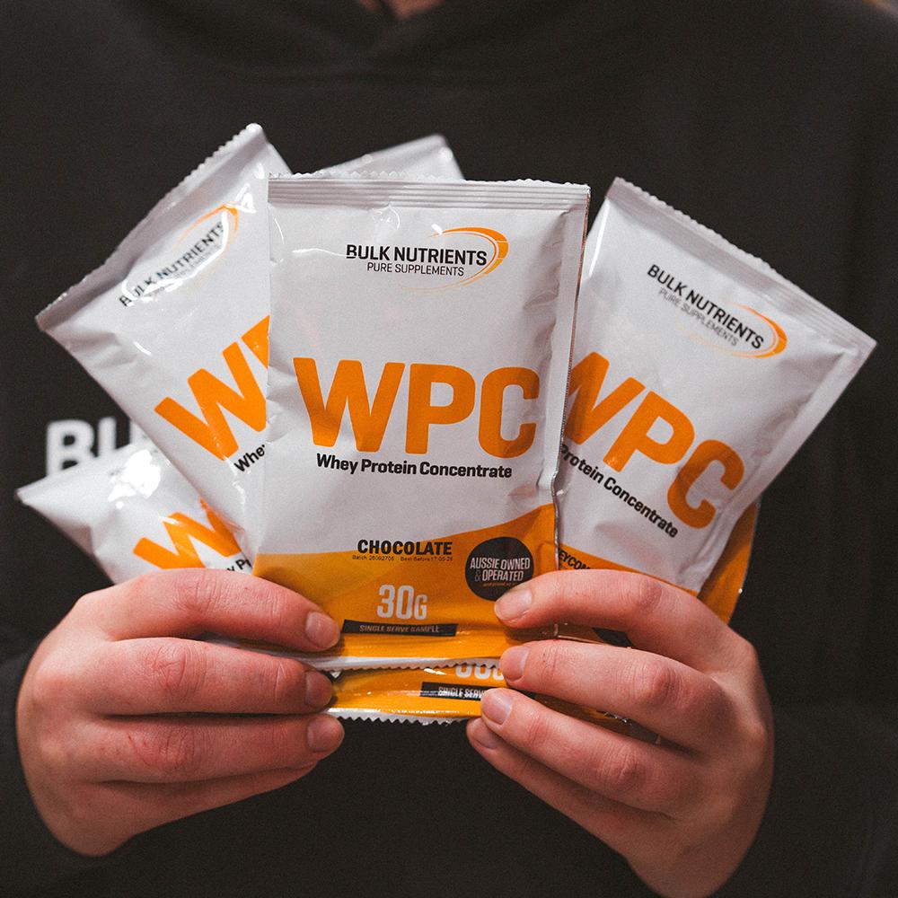 Bulk Nutrients' Whey Protein Concentrate Sample Pack are perfect for when you're travelling