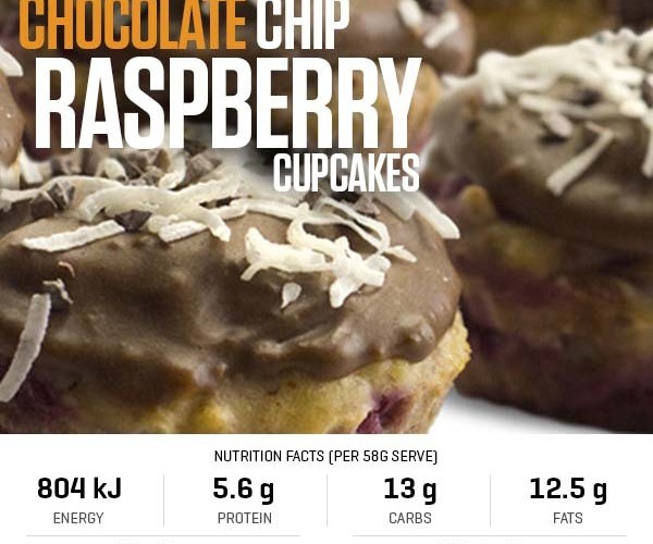 Chocolate Chip Raspberry Cupcakes recipe from Bulk Nutrients