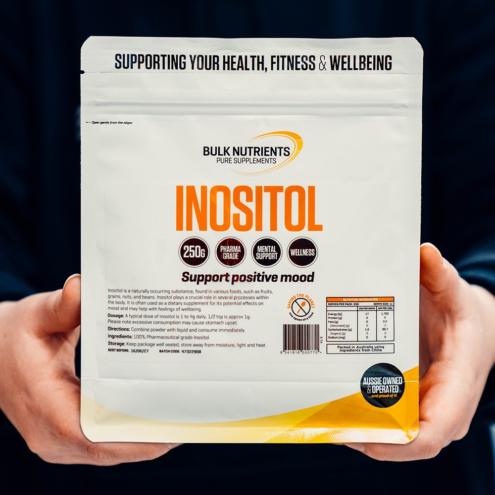 Bulk Nutrients' Inositol (also known as myo-inositol) plays a crucial role in various bodily functions, and helps support a healthy mind and body.