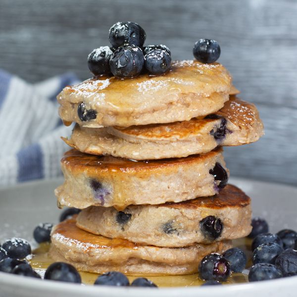 High Protein Blueberry and Maple Protein Pancake Stack recipe from Bulk Nutrients