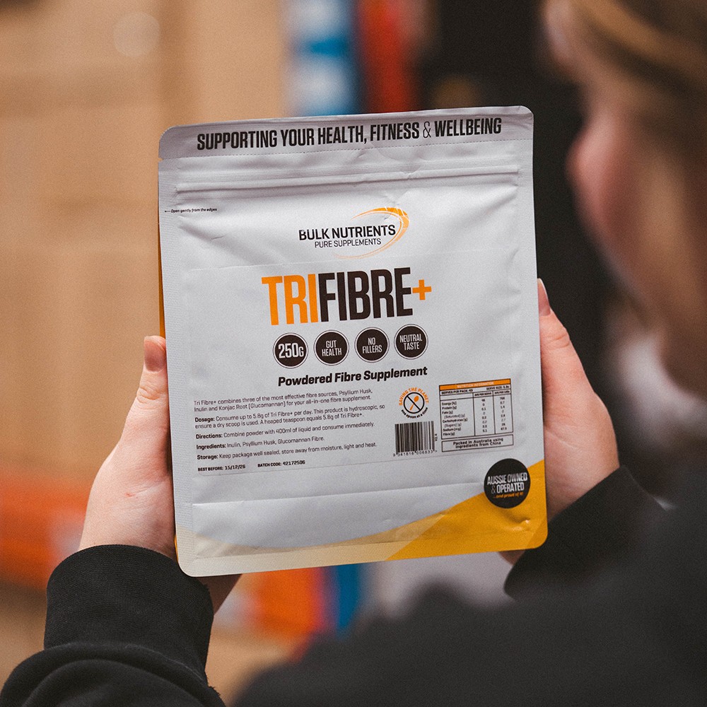 Bulk Nutrients' Tri Fibre+ filled with fibre it helps to promote a healthy gut and is friendly for those with gluten lactose sensitivities