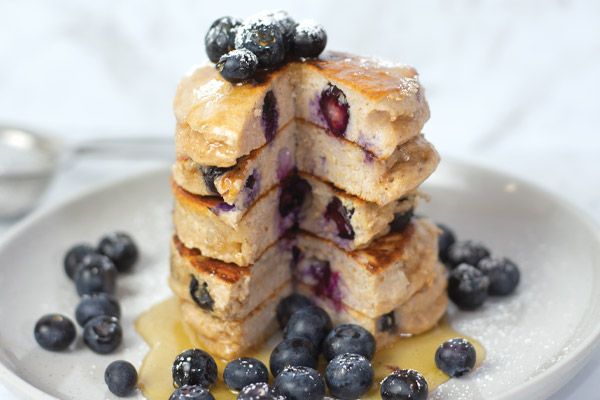 Blueberry and Maple Protein Pancake Stack