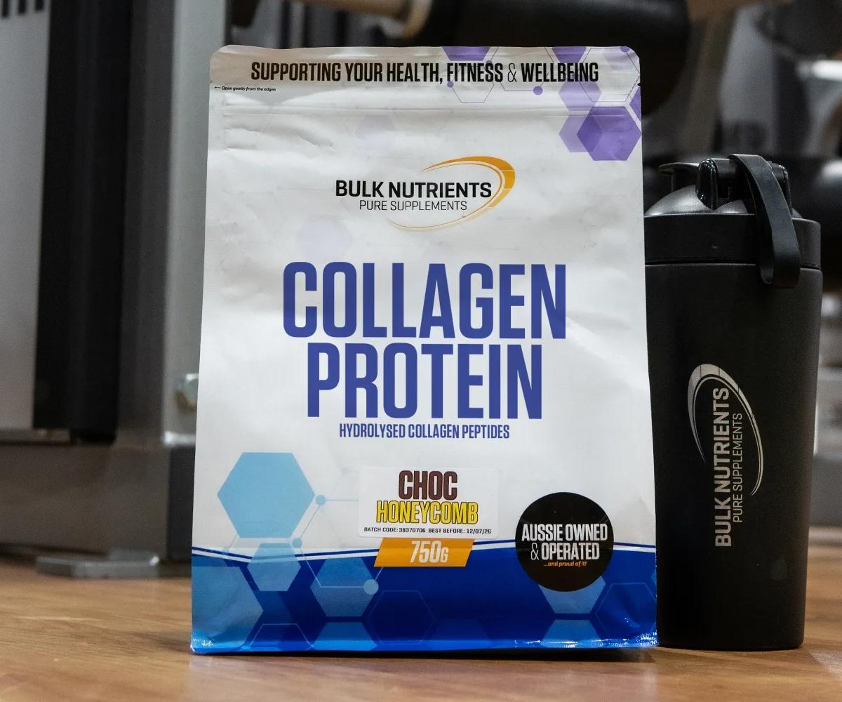 Bulk Nutrients Product Collagen Protein with black shaker