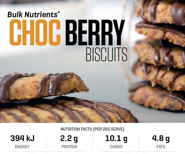 High Protein 12 Days of Christmas - Festive Choc Berry Biscuits recipe from Bulk Nutrients