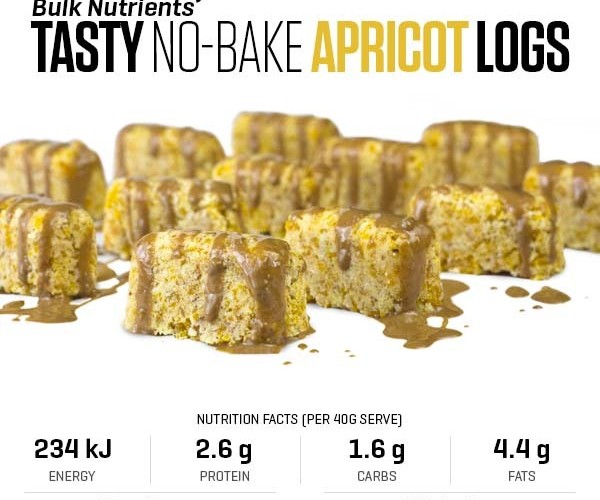 Tasty No-Bake Apricot Logs recipe from Bulk Nutrients