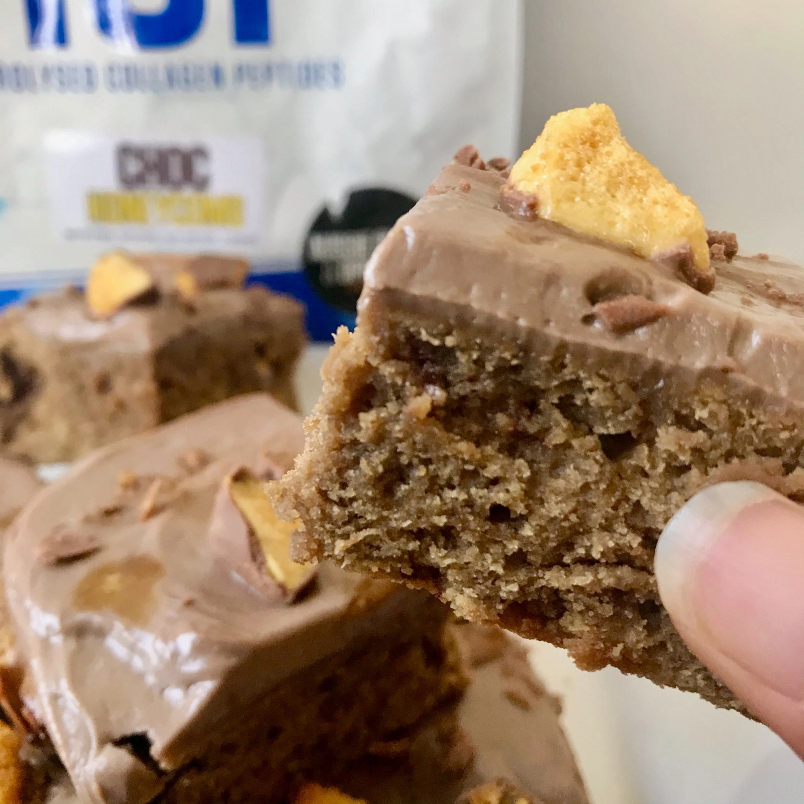High protein Choc Honeycomb Collagen Cookie Dough bread recipe from Bulk Nutrients