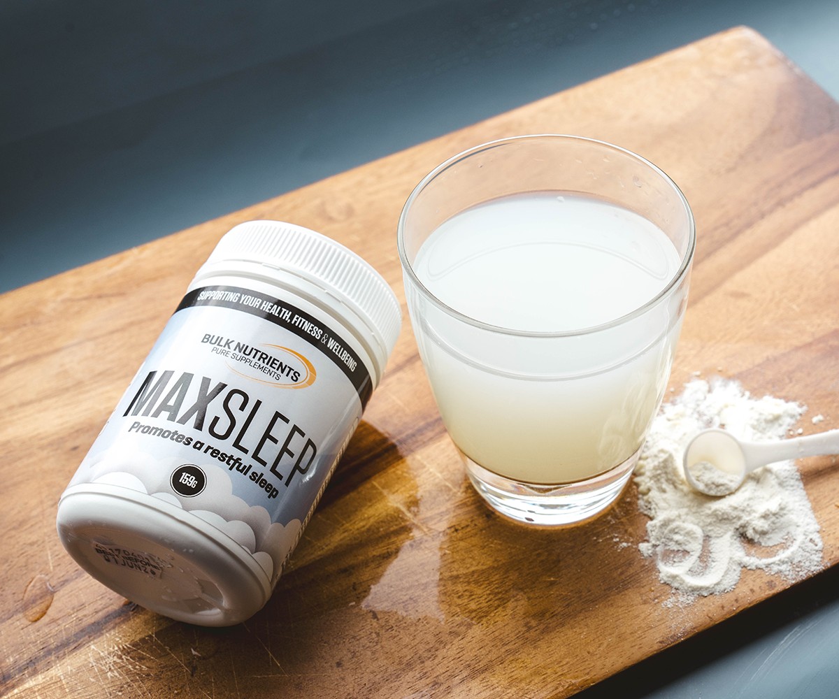 Bulk Nutrients Max Sleep with a glass