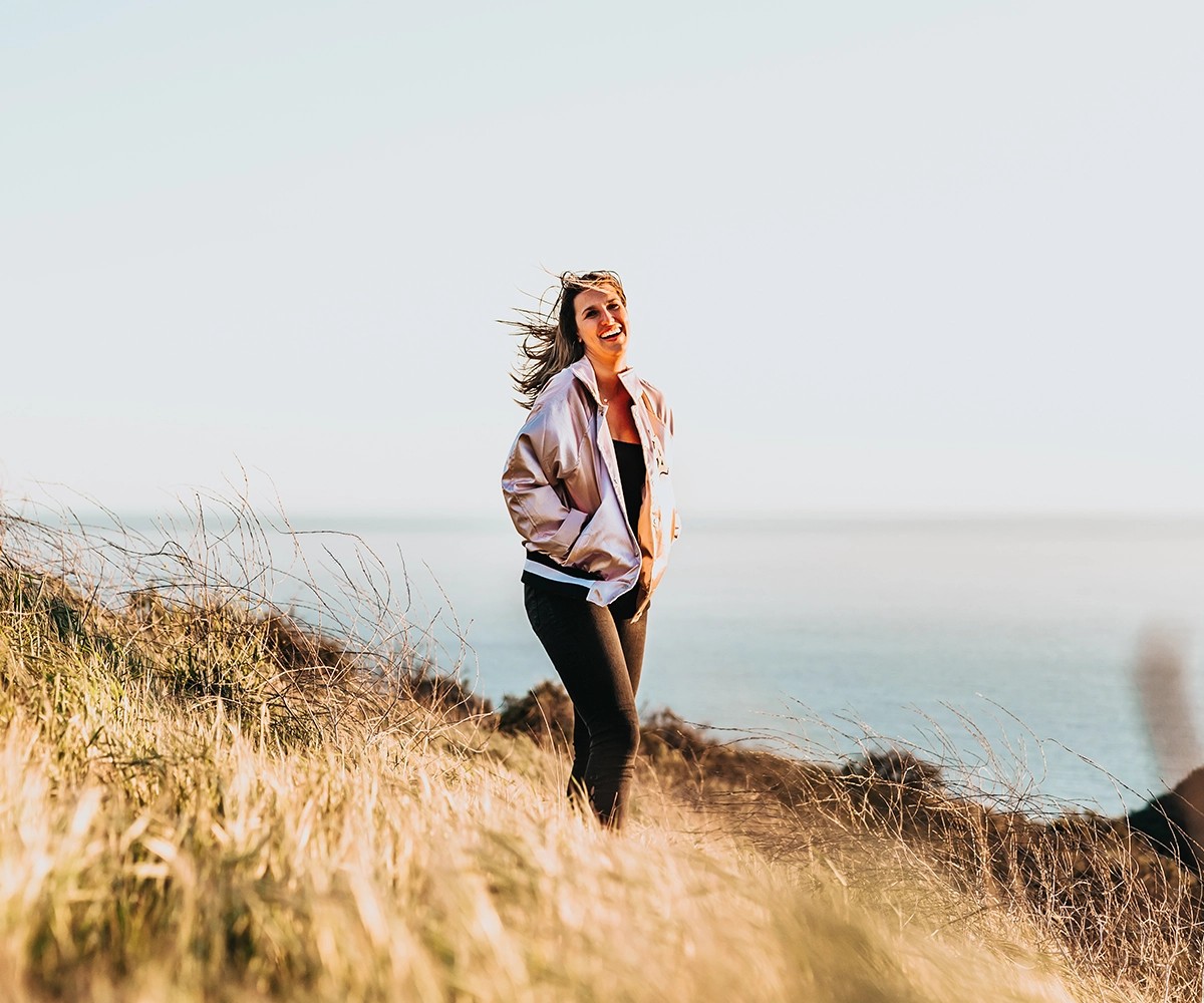 woman walk on a path