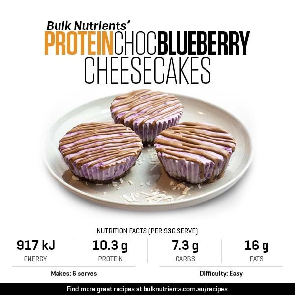 Protein Choc Blueberry Cheesecakes recipe from Bulk Nutrients