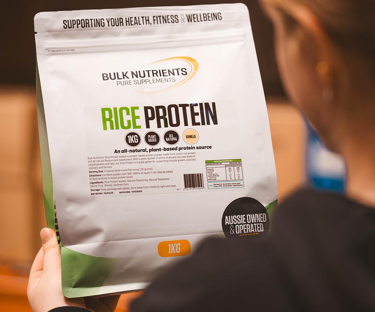 Rice protein: easily competes with whey protein powder.