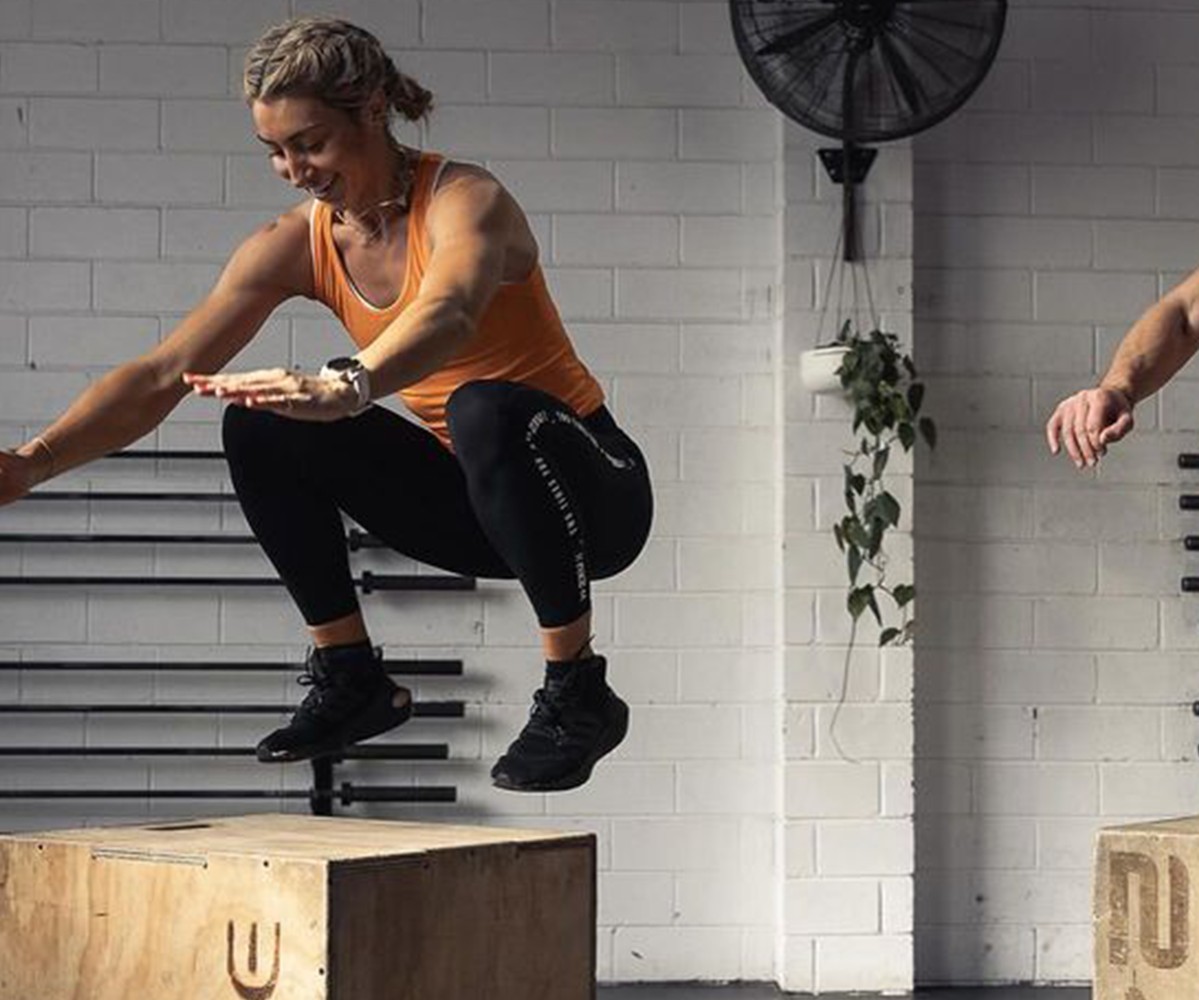 Bulk Nutrients Ambassadors Nicola Macbeth box jump in gym