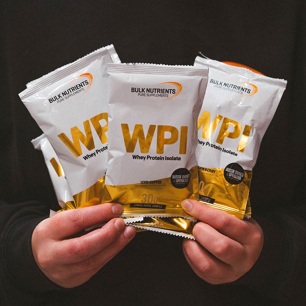 Bulk Nutrients' Whey Protein Isolate Sample Pack are perfect for when you're travelling