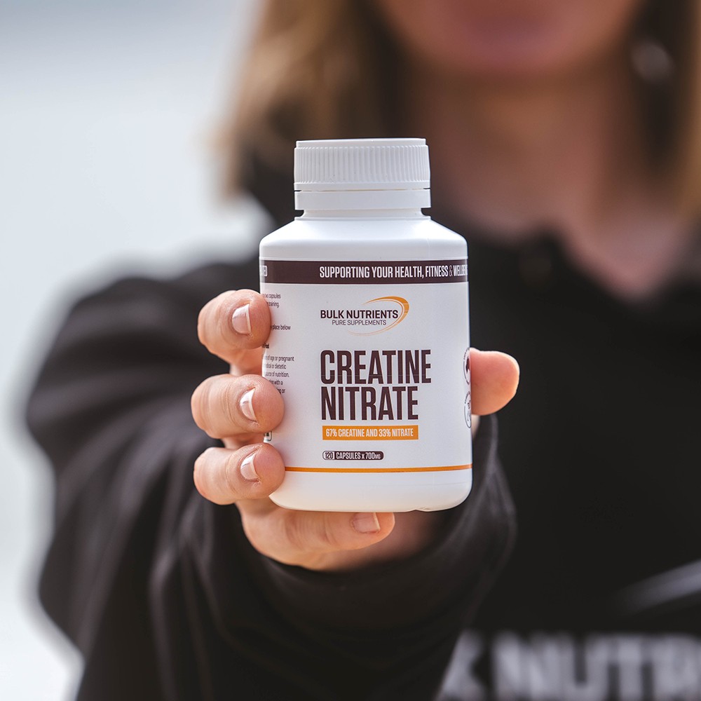 Bulk Nutrients Creatine Nitrate comes in handy capsule form for easy portability and consumption.