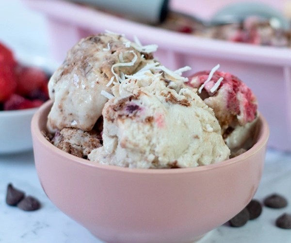 High Protein Vegan Choc Berry Ice Cream recipe from Bulk Nutrients