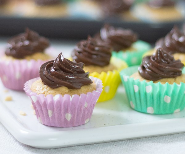 High Protein Mini Choc Peanut Butter Cupcakes recipe from Bulk Nutrients