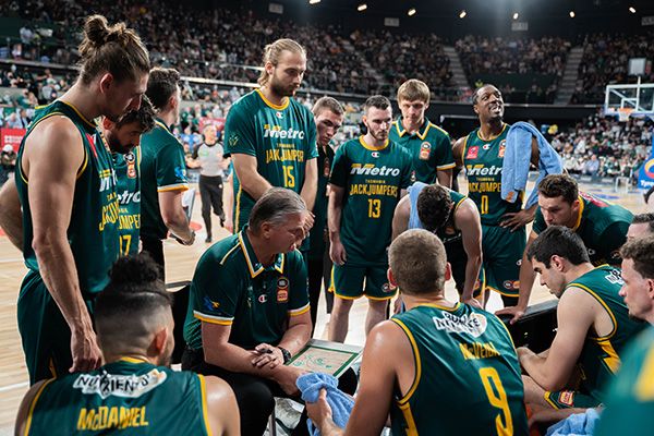 Tasmanian JackJumpers time out with the Coach