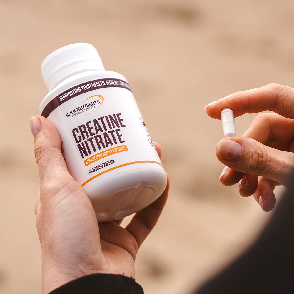 This Creatine Nitrate form of creatine is up to 10 times more soluble than Creatine Monohydrate meaning less is needed.