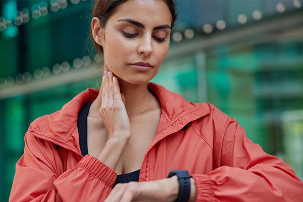 You can measure your heart rate on the side of your neck.