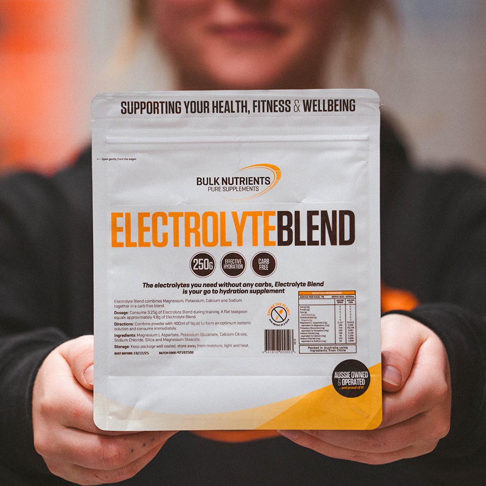 Electrolytes are lost during perspiration, so rehydrating with Bulk Nutrients' Electrolyte Blend can be beneficial to strength and endurance athletes.