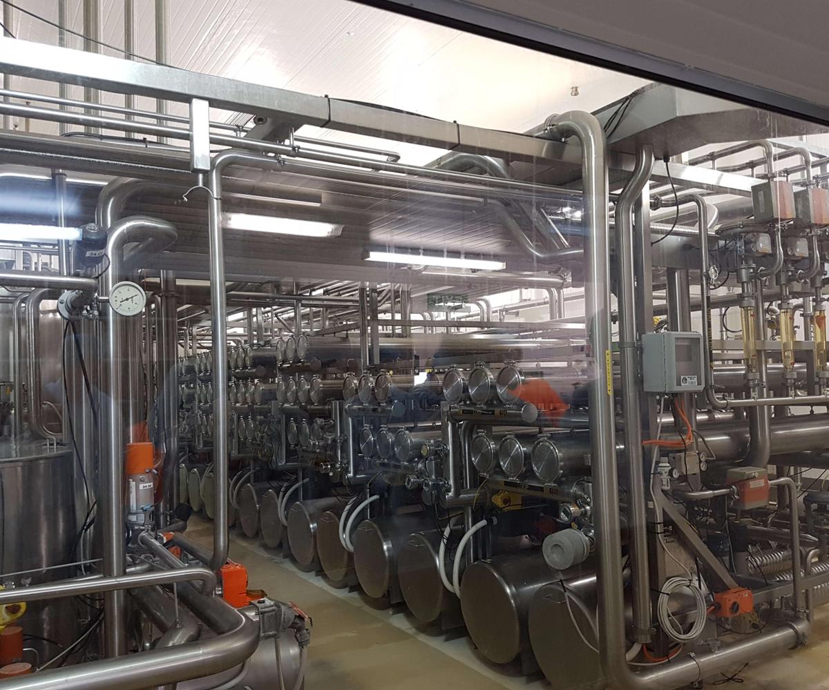 Inside a dairy factory