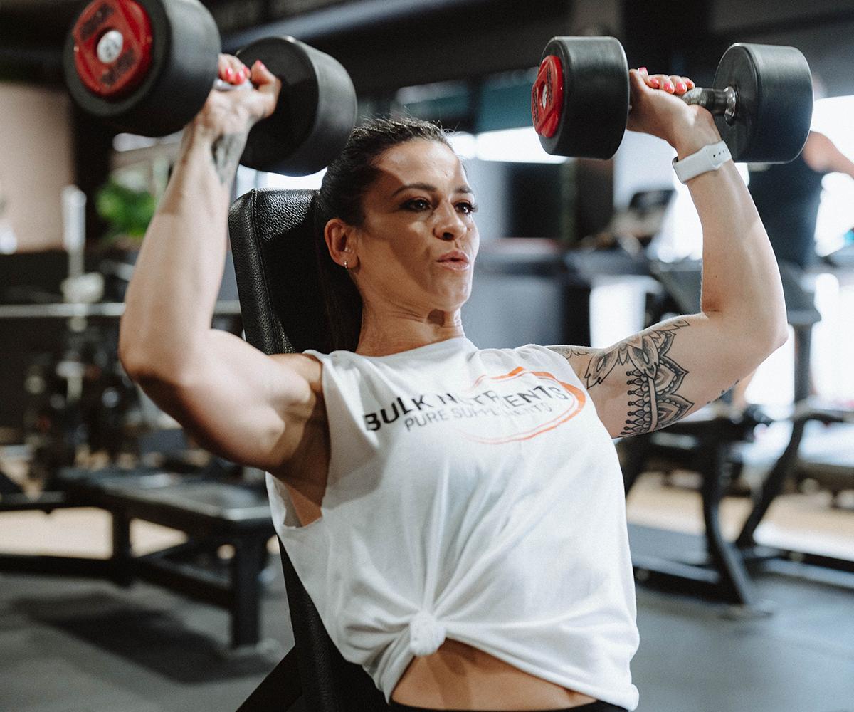 Bulk Nutrients Ambassadors Tammie Sarkozy lifting weights