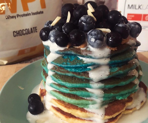 High protein Ombré Protein Pancake Stack recipe from Bulk Nutrients