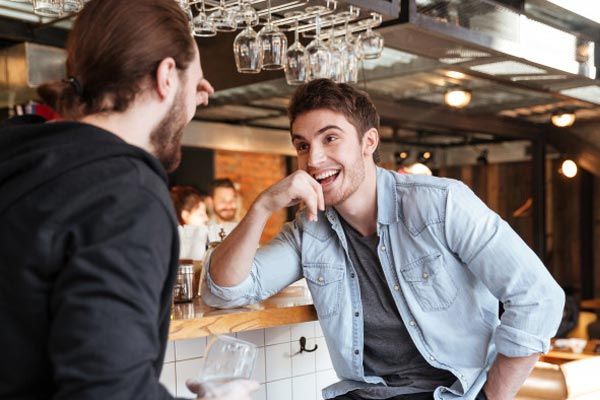Two guys having a chat.