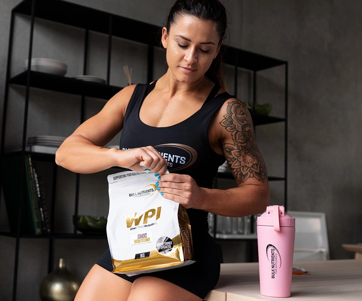 Scoop of whey powder