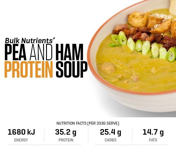 Pea and Ham Protein Soup recipe from Bulk Nutrients
