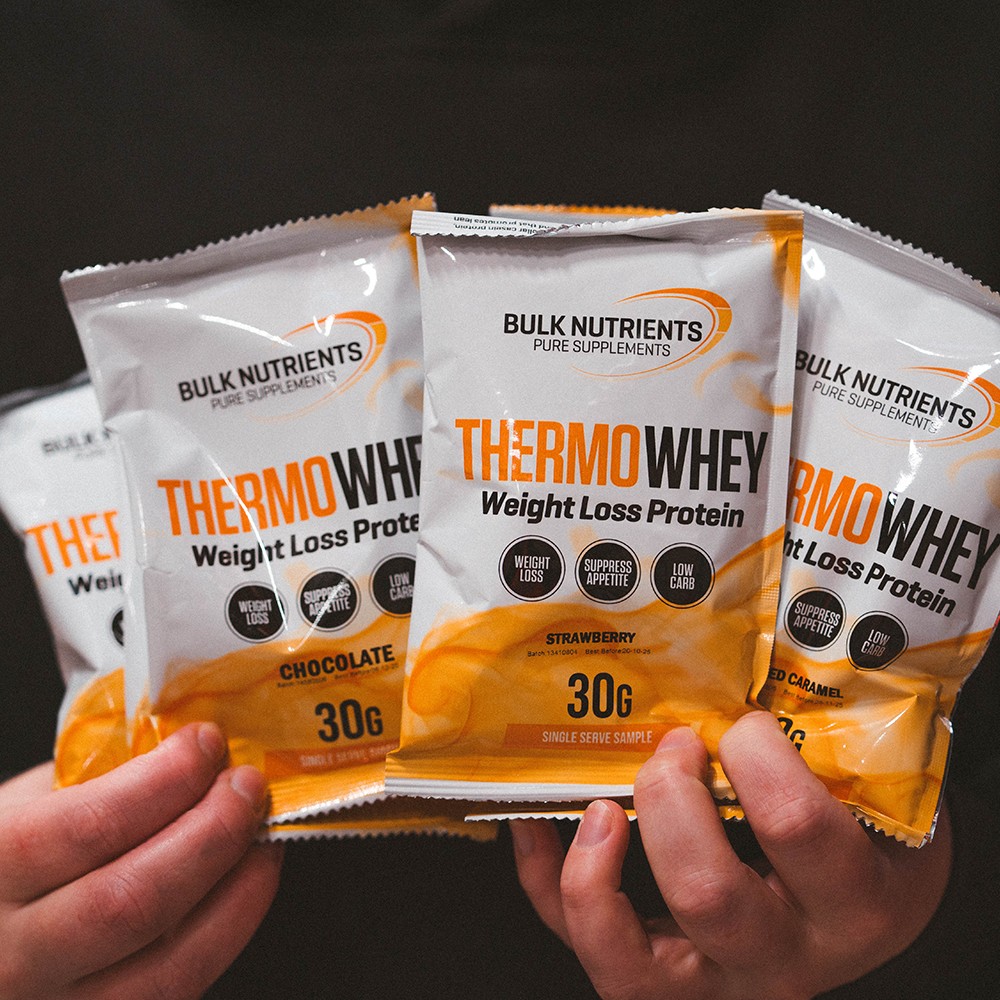 Bulk Nutrients' Thermowhey Sample Pack grab a 7 pack of mixed flavours and see which is your fave