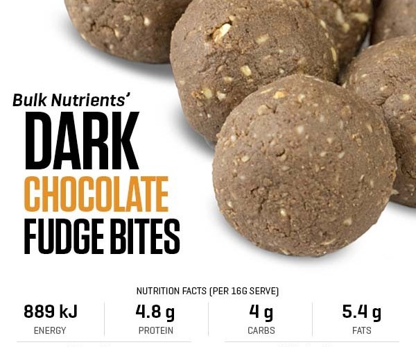 Dark Chocolate Fudge Bites recipe from Bulk Nutrients