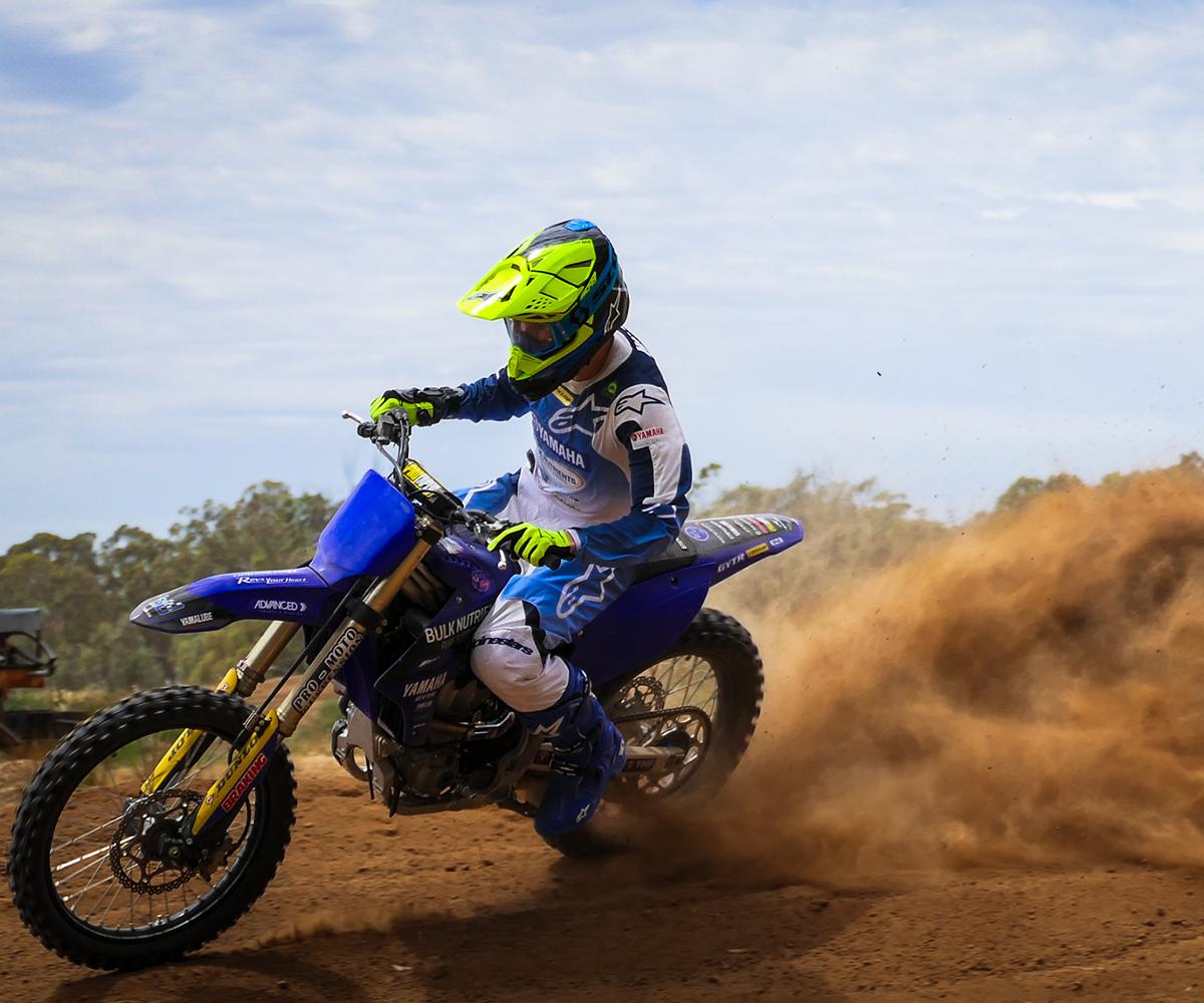 WBR Yamaha team - rider on a left berm