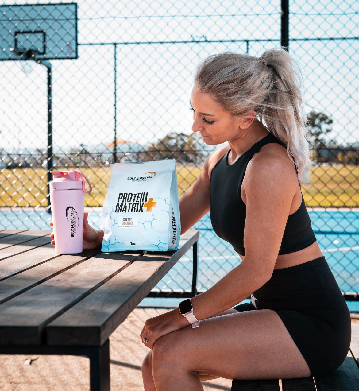 Bulk Nutrients Ambassador Caroline Fitzgerald with Protein Matrix+