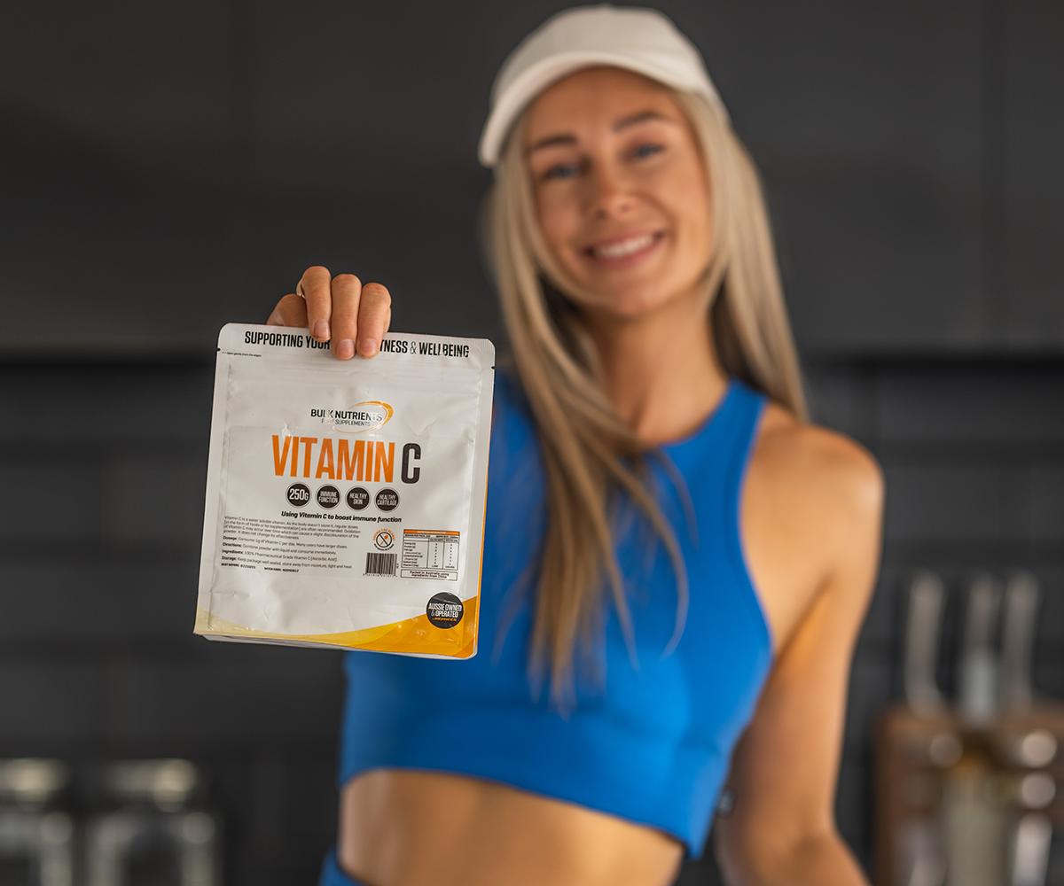 Bulk Nutrients Ambassador Chelsea Reid with Vitamin C